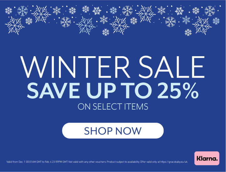 Blue banner with snowflakes and white text reading Winter Sale Save Up To 25% on Select Items.