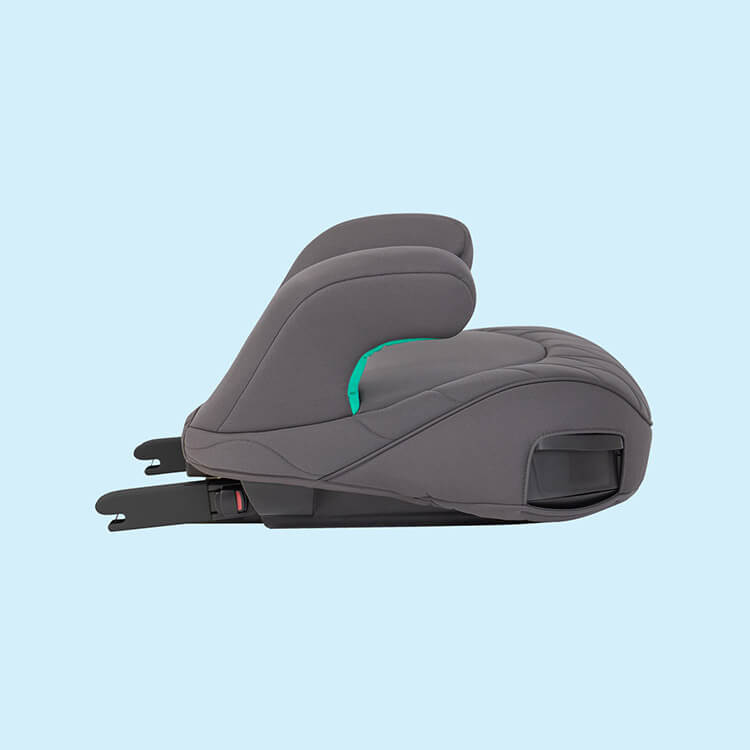 Graco Booster Max R129 backless booster profile angle ISOFIX extended.