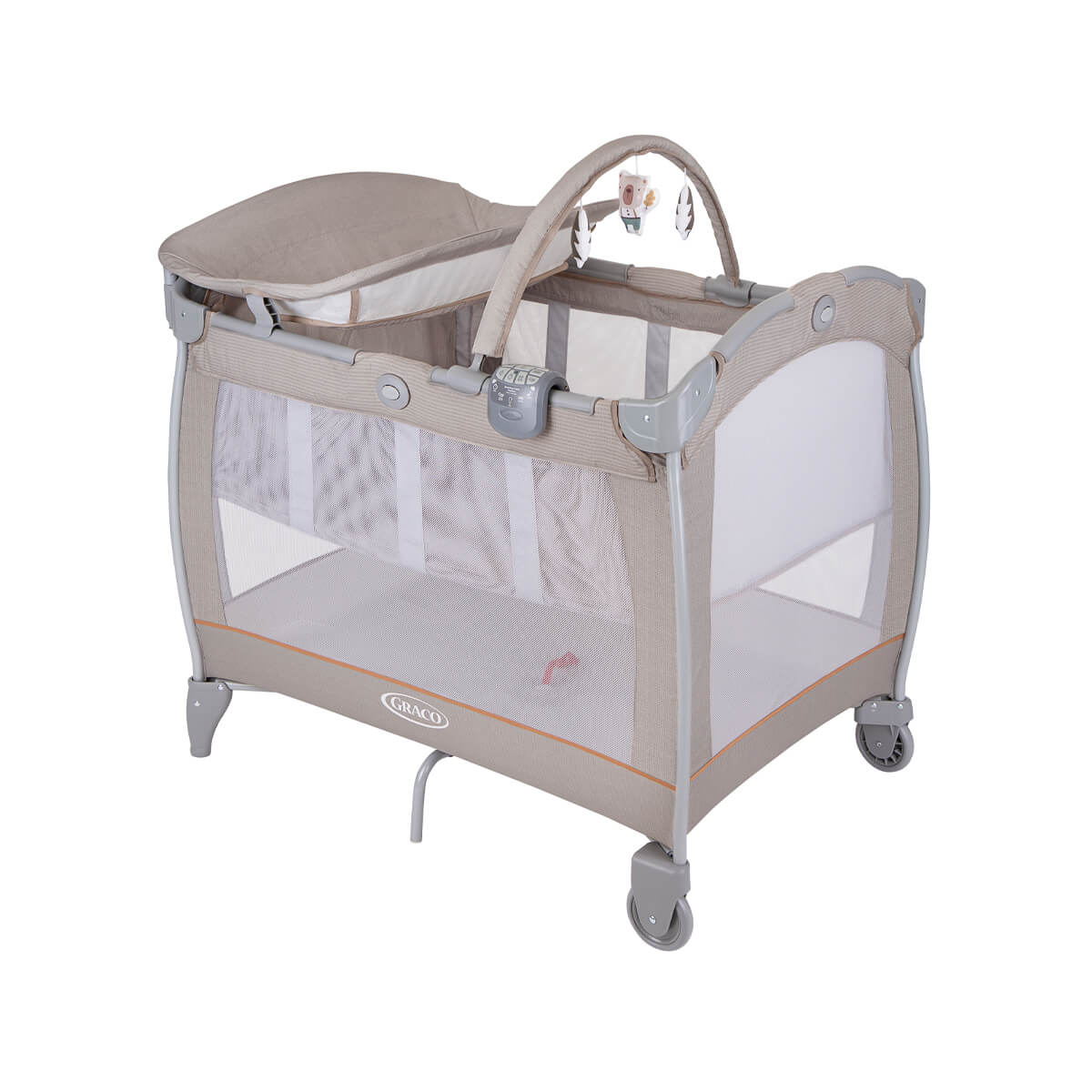 Dreiviertel-Winkel des Reisebetts Graco Contour® Electra mit Neugeboreneneinhang und Wickeltisch