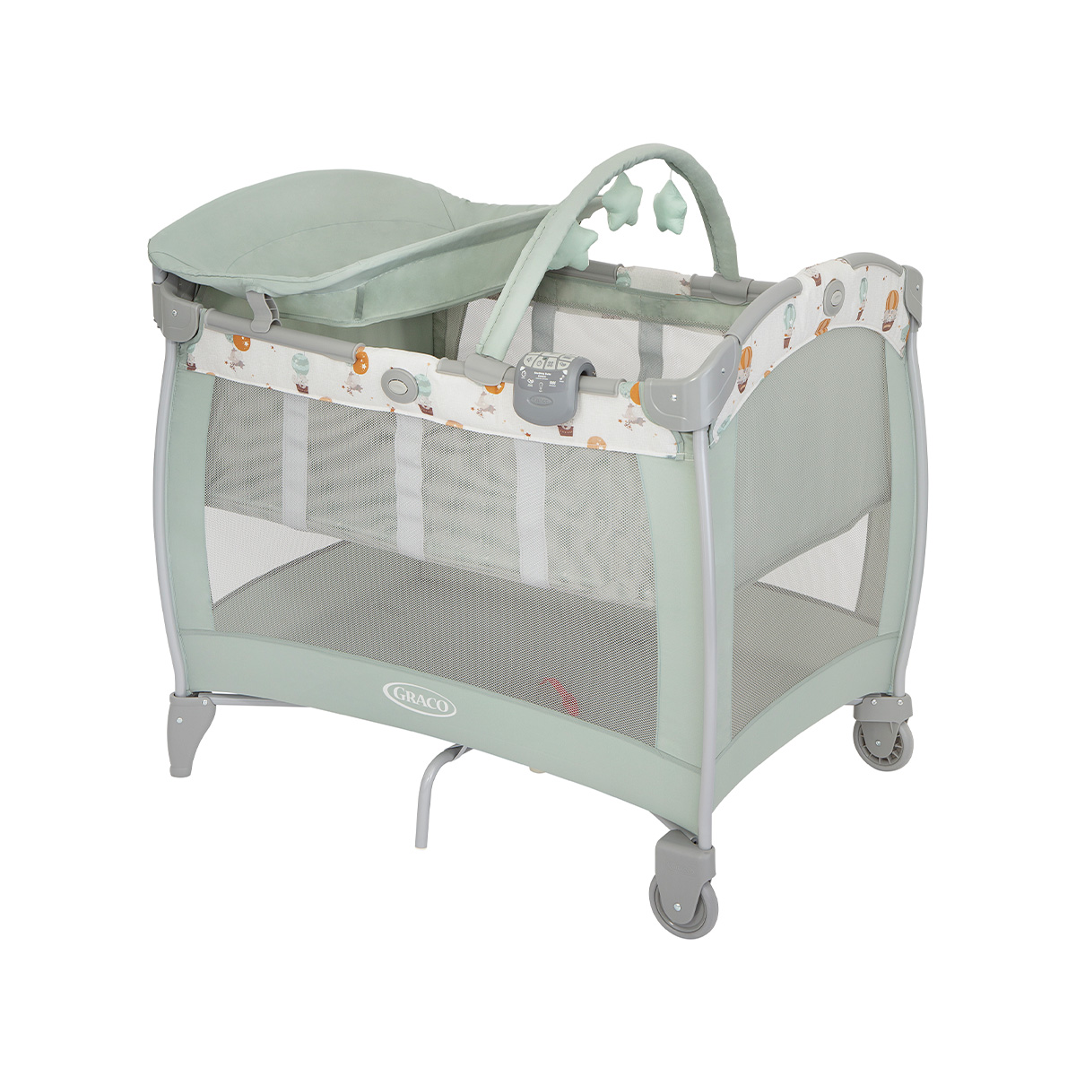 Dreiviertel-Winkel des Reisebetts Graco Contour® Electra mit Neugeboreneneinhang und Wickeltisch