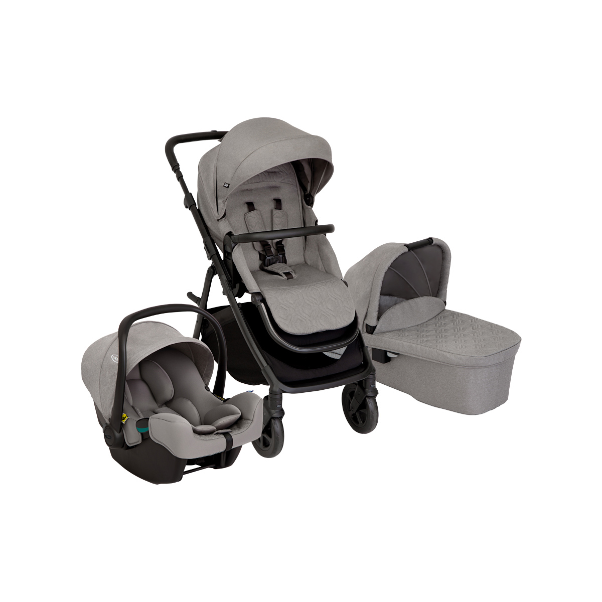 Graco Near2Me DLX Trio reissysteem driekwart hoek op witte achtergrond.