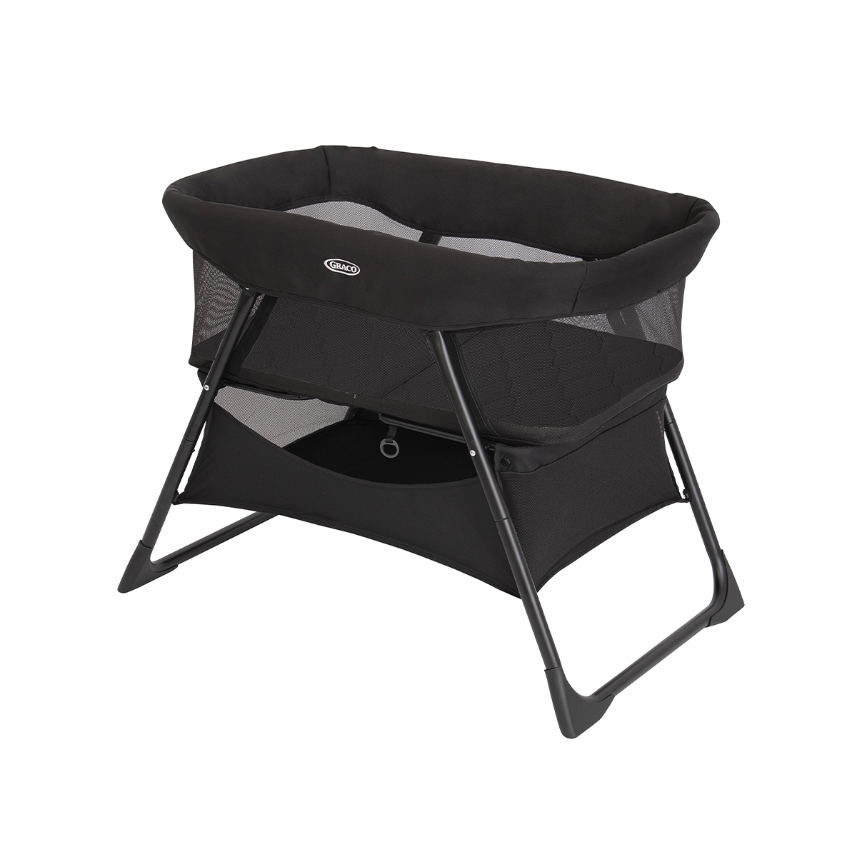Graco Side-By-Side Bedside Bassinet three-quarter angle on white background.