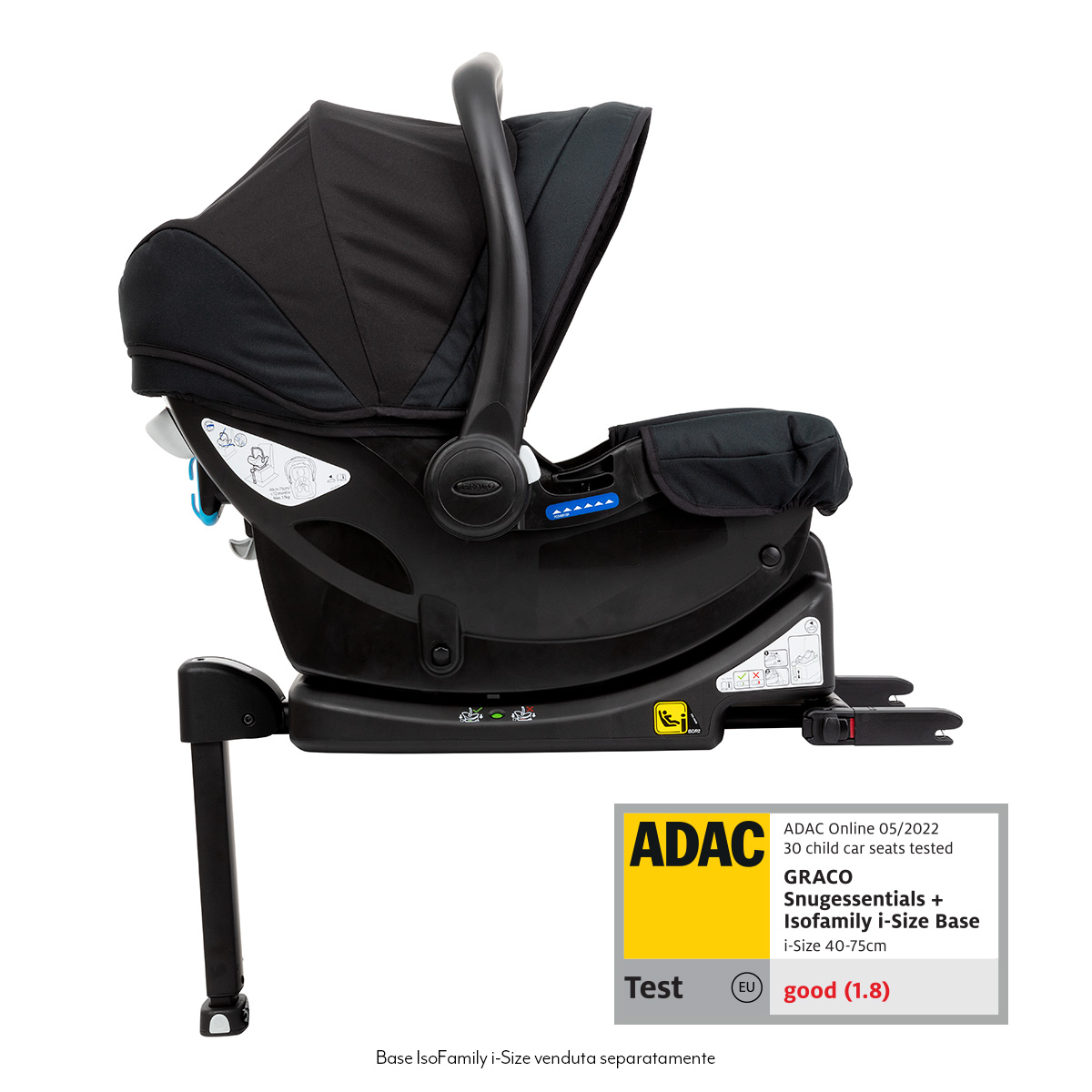Siège auto bébé Graco SnugEssentials i-Size et base SnugRide avec un score ADAC 4 étoiles