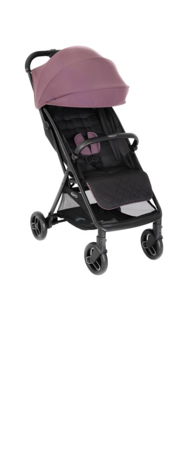 Graco Myavo Schnellklappbarer Kinderwagen im Dreiviertelwinkel auf wei&szlig;em Hintergrund