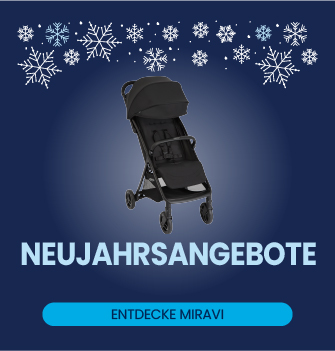 Schwarz-orangefarbenes Banner mit dem Aufdruck „Black Friday“ und einem dreiviertel Bild des Graco Miravi.