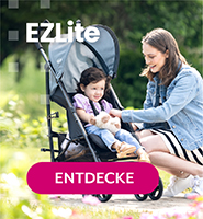 Blaues Banner mit grünem und weißem Text, der auf den Summer Sale hinweist, mit Abbildung des Graco Breaze Lite 2 Kinderwagens im Design „Midnight“