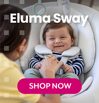 Graco Presti 3-in-1 highchair in Dusty Rose at three quarter angle in kitchen.