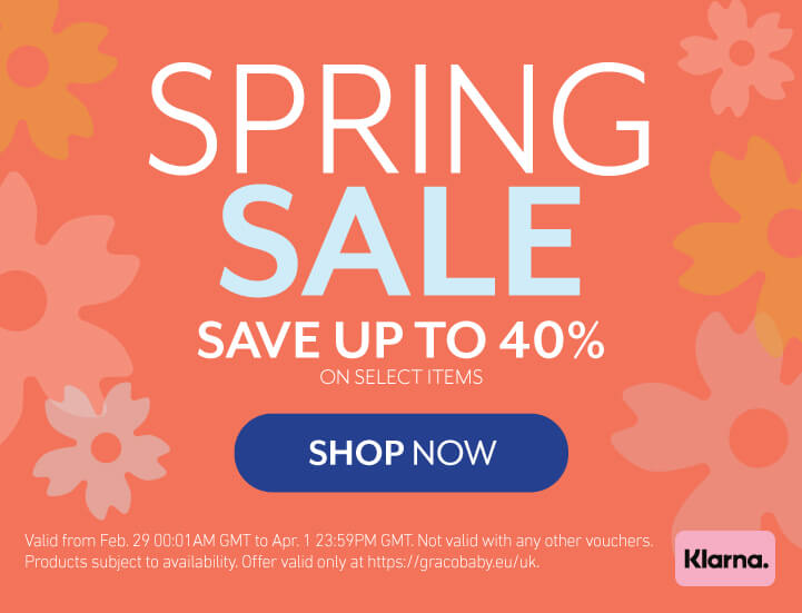 Orange banner with flower graphics and text reading "Spring Sale, Save up to 40% on select items